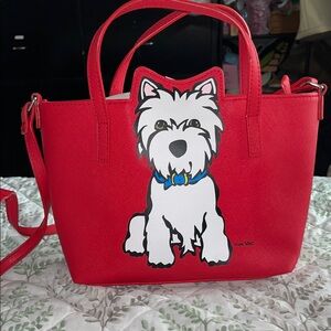 Red Women's Bag with Dog Design